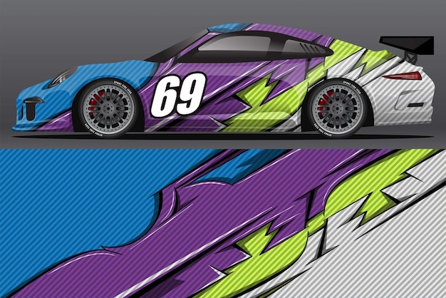 Diseño de pegatina de envoltura de coche de carrera abstracta y fondo deportivo para uso diario librea de carreras o vinilo de coche