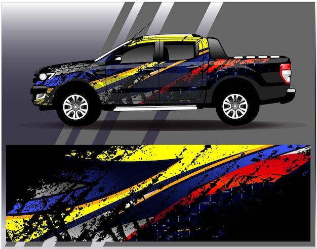 Diseño de pegatina de envoltura de coche de carrera abstracta y fondo deportivo para uso diario librea de carreras o vinilo de coche