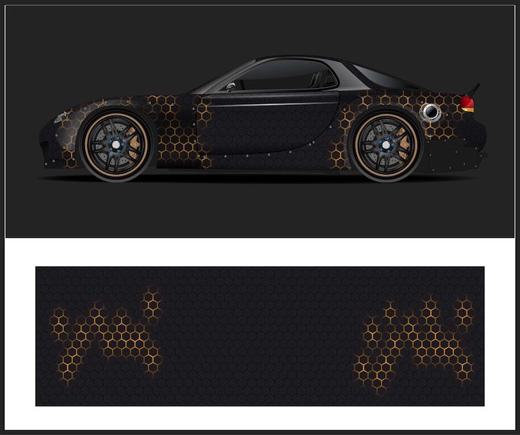 Vector diseño de pegatina de envoltura de coche de carrera abstracto y fondo deportivo para librea de carreras