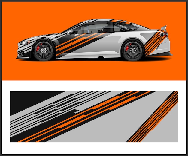 diseño de pegatina de envoltura vectorial de vehículo de vinilo para un automóvil deportivo de rally de vehículos