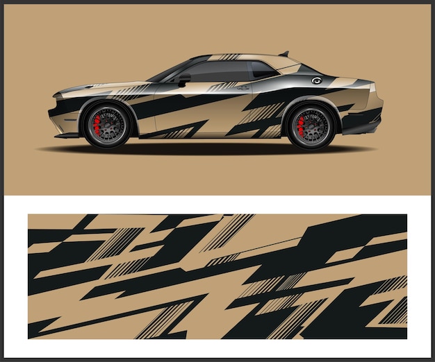 diseño de pegatina de envoltura vectorial de vehículo de vinilo para un automóvil deportivo de rally de vehículos