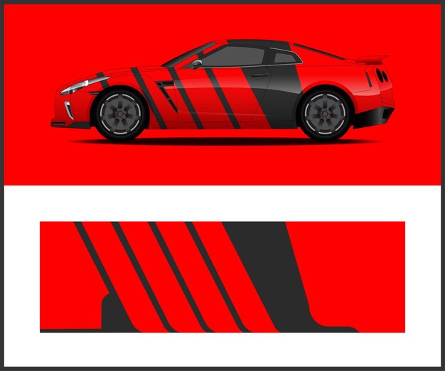 diseño de pegatina de envoltura vectorial de vehículo de vinilo para un automóvil deportivo de rally de vehículos