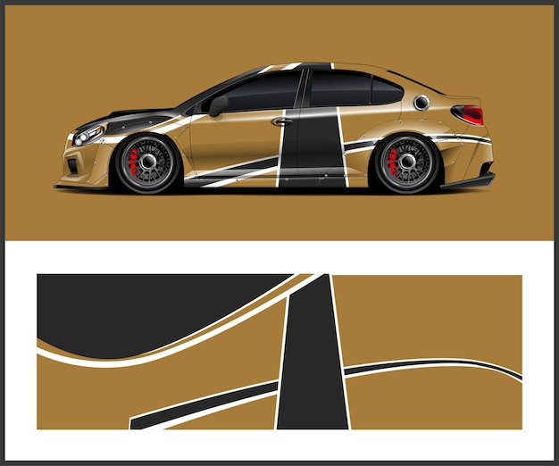 diseño de pegatina de envoltura vectorial de vehículo de vinilo para un automóvil deportivo de rally de vehículos