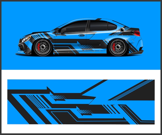 diseño de pegatina de envoltura vectorial de vehículo de vinilo para un automóvil deportivo de rally de vehículos