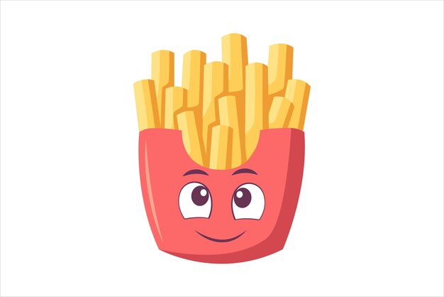 El diseño de la pegatina plana divertida de las papas fritas bonitas