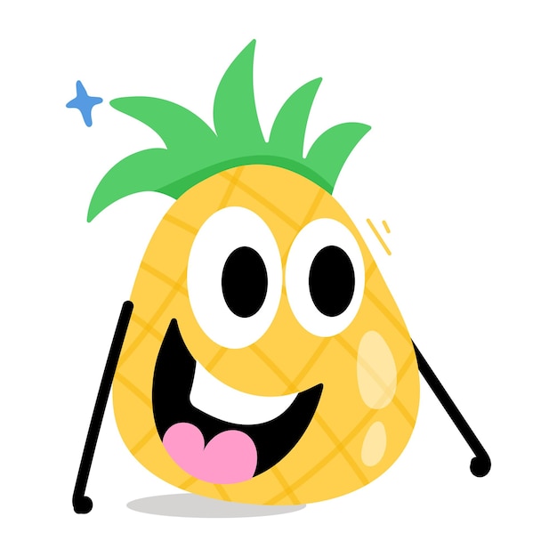 Un diseño de pegatina plana de piña feliz