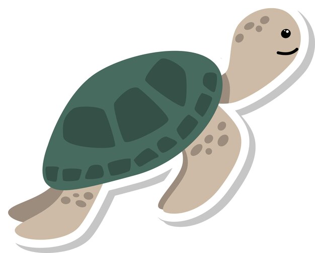 Vector el diseño de la pegatina de la tortuga de dibujos animados