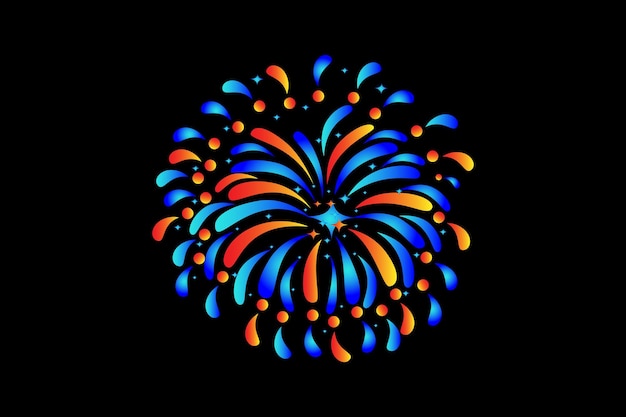 Diseño de pegatinas de Año Nuevo de fuegos artificiales