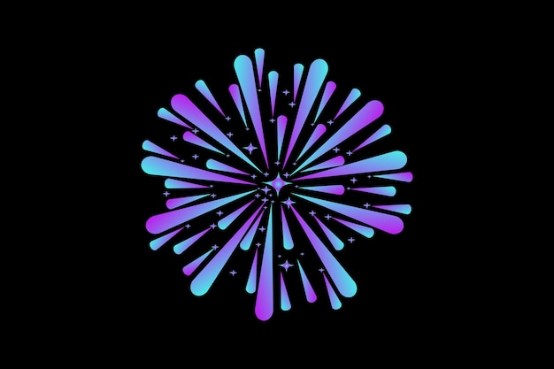 Diseño de pegatinas de Año Nuevo de fuegos artificiales
