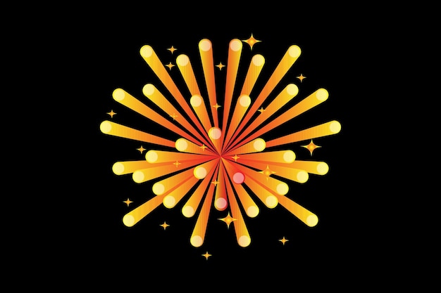 Diseño de pegatinas de Año Nuevo de fuegos artificiales