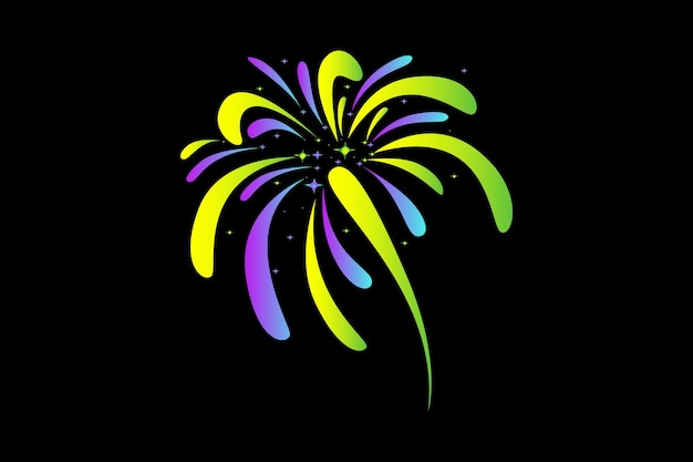 Diseño de pegatinas de Año Nuevo de fuegos artificiales