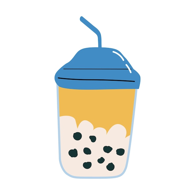 Diseño de pegatinas de bebidas de té con burbujas tropicales para las vacaciones de verano