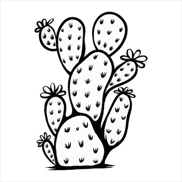 Vector diseño de pegatinas de cactus ilustración decoración aislada en blanco y negro