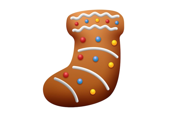 Vector diseño de pegatinas para calcetines de navidad de pan de jengibre