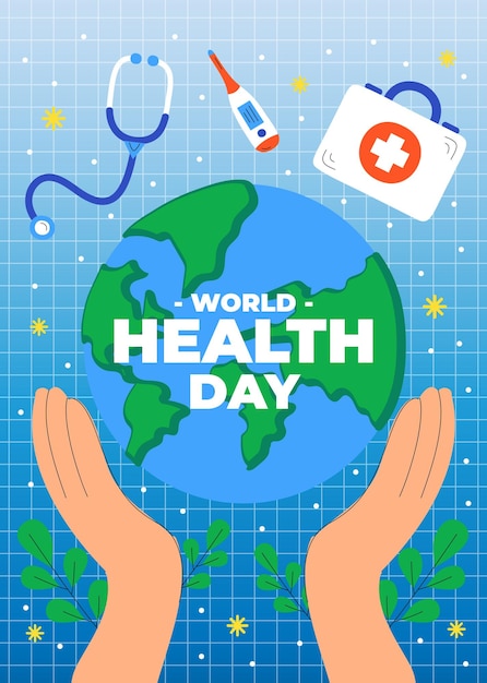 Diseño de pegatinas y carteles de fondo para el Día Mundial de la Salud