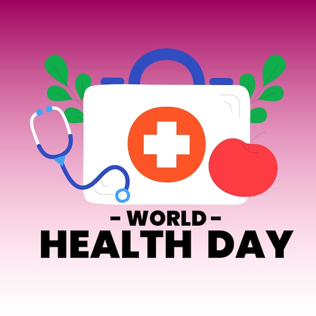 Vector diseño de pegatinas y carteles de fondo para el día mundial de la salud