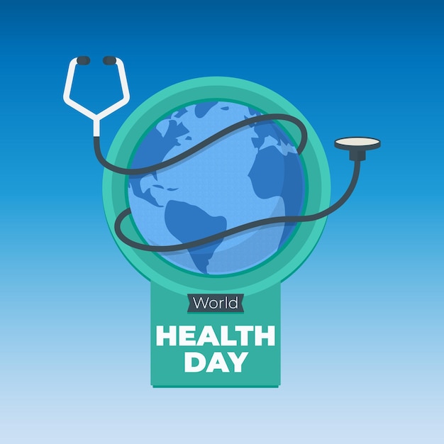 Vector diseño de pegatinas y carteles de fondo para el día mundial de la salud