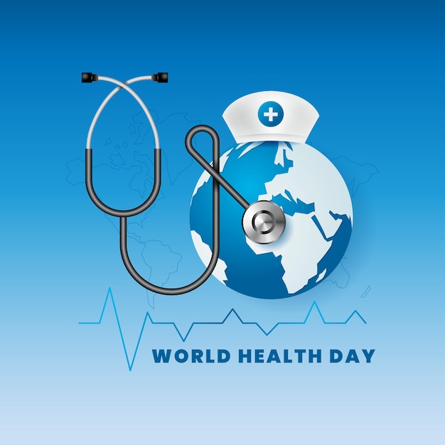Diseño de pegatinas y carteles de fondo para el Día Mundial de la Salud