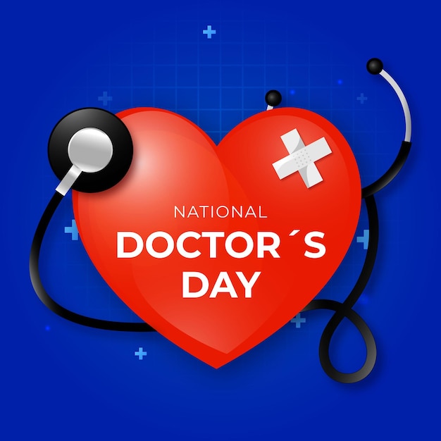 Vector diseño de pegatinas y carteles de fondo para el día nacional del médico
