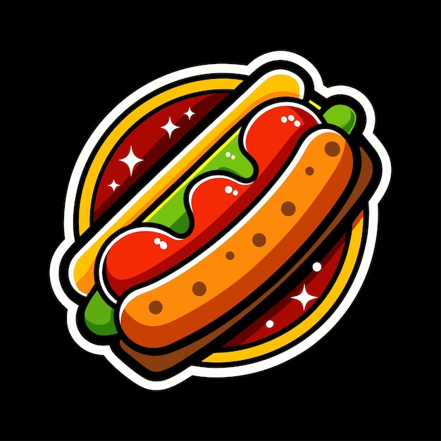 Diseño de pegatinas de comida rápida con perrito caliente