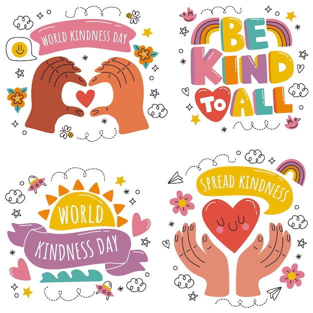 Diseño de pegatinas del día mundial de la bondad