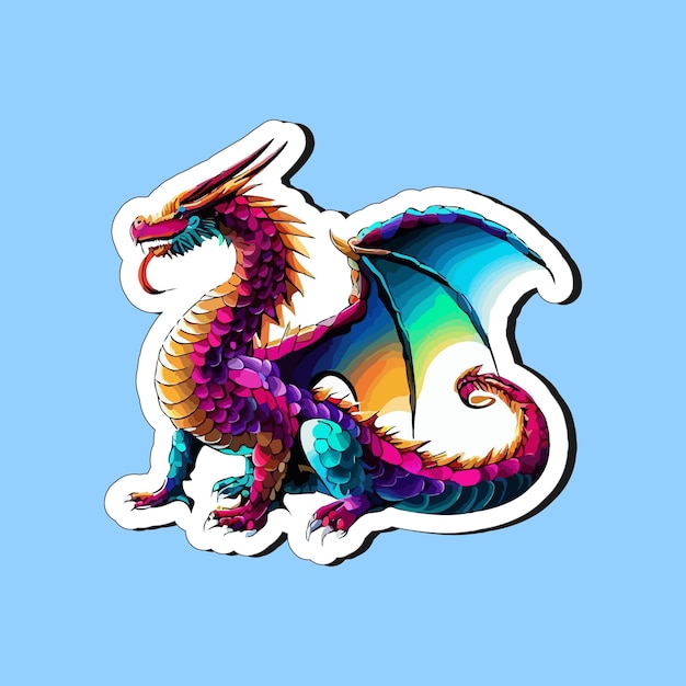 Diseño de pegatinas de dragones coloridos al estilo de dibujos animados para imprimir