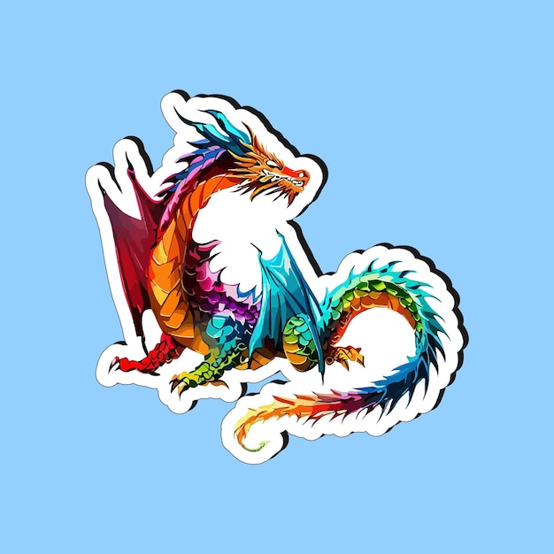 Diseño de pegatinas de dragones coloridos al estilo de dibujos animados para imprimir