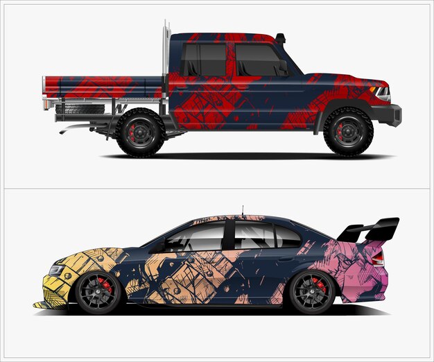 Diseño de pegatinas de envoltura de coches de carreras Estrellas y rayas de la bandera estadounidense