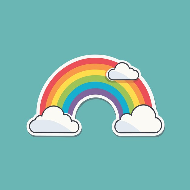 Vector diseño de pegatinas de ilustración de dibujos animados de arco iris