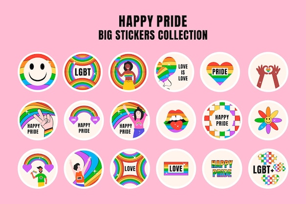 Diseño de pegatinas LGBT para la celebración del día del orgullo