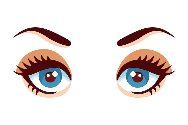 Diseño de pegatinas planas de ojos cómicos