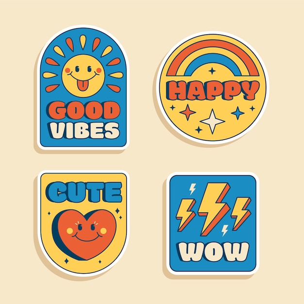 Diseño de pegatinas retro dibujado a mano