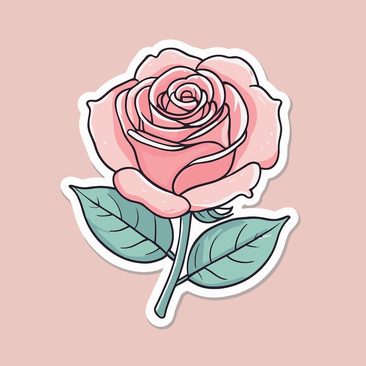 Vector diseño de pegatinas de rosas rosas ilustración de clipart