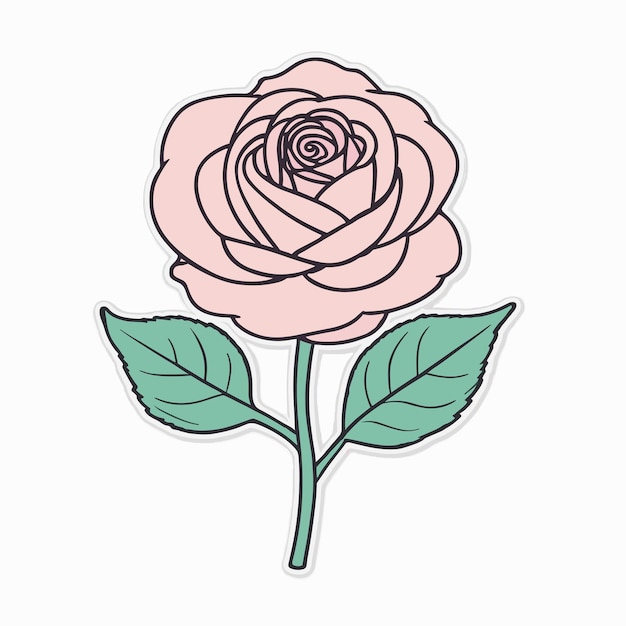 Diseño de pegatinas de rosas rosas Ilustración de clipart