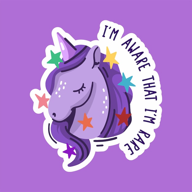 Vector diseño de pegatinas de unicornio muy bonito