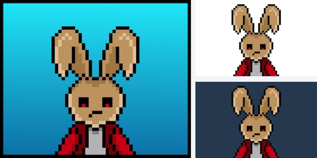 Vector diseño de personaje de conejito punk estilo píxel para el proyecto nft 299
