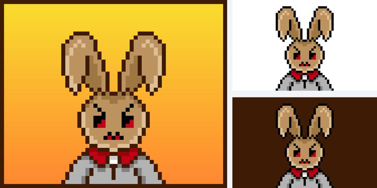 Vector diseño de personaje de conejito punk estilo píxel para el proyecto nft 525
