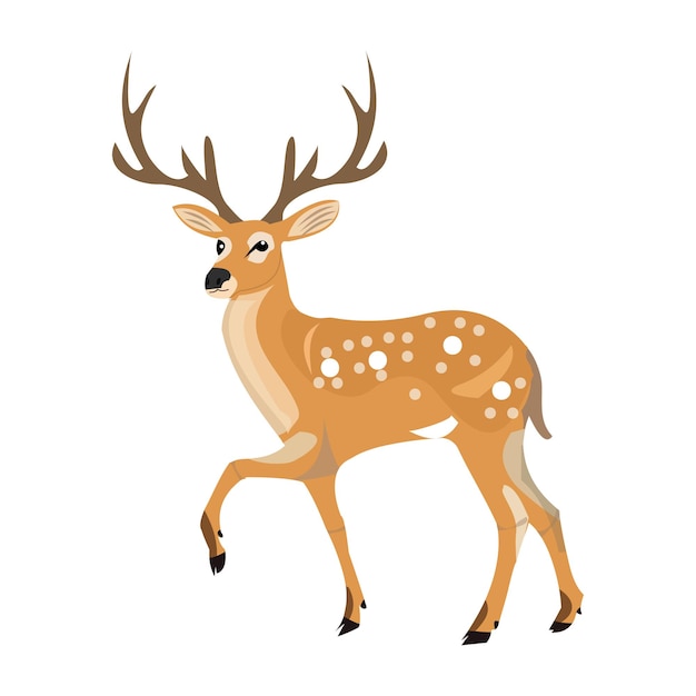 Diseño de personaje de dibujos animados lindo ciervo para elemento de feliz Navidad