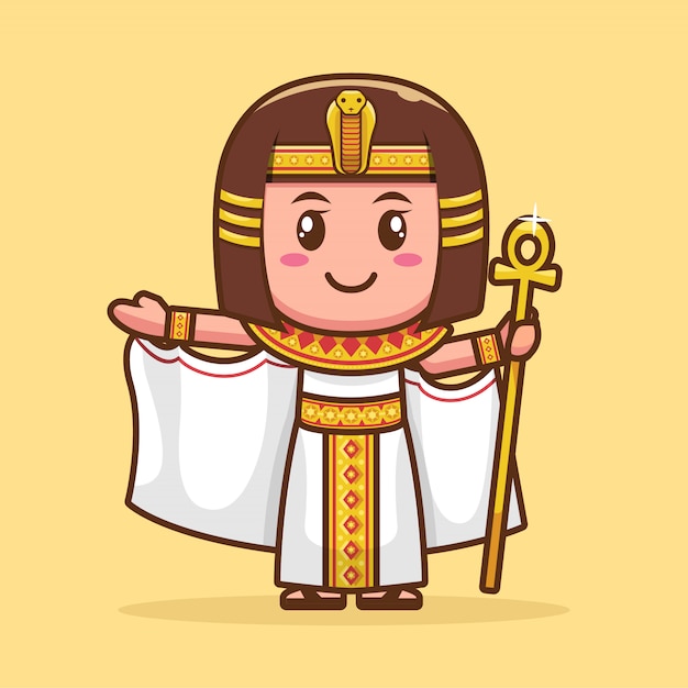 Diseño de personaje de dibujos animados lindo diosa cleopatra