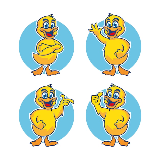 Diseño de personaje de etiqueta de mascota de pato