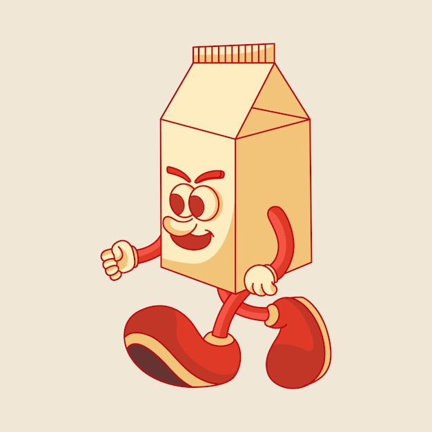 Diseño de personaje de mascota de leche de dibujos animados