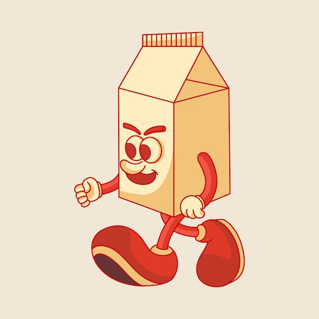 Diseño de personaje de mascota de leche de dibujos animados