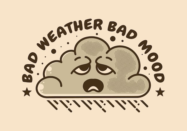 Diseño de personaje mascota de una nube con cara triste