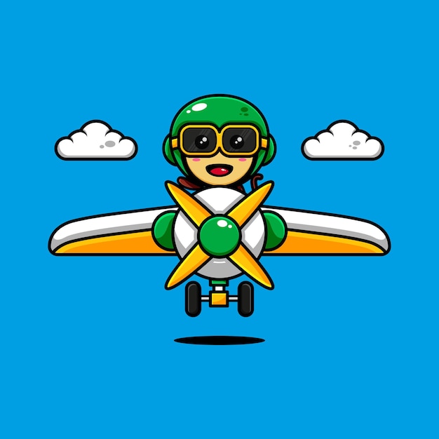 Diseño de personaje de mono lindo con temática jugando un avión