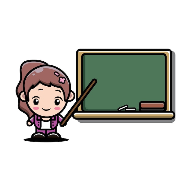 diseño de personaje de niña linda para convertirse en una maestra
