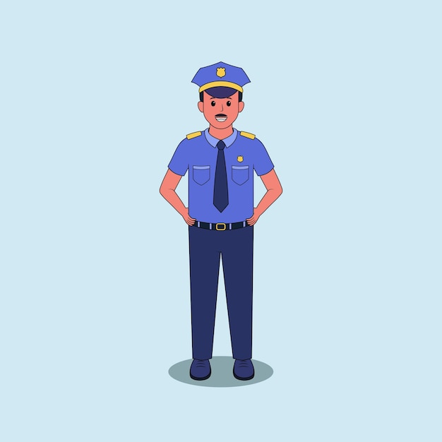 Diseño de personaje de policía lindo simple