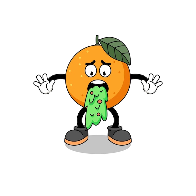 Diseño de personaje de vómitos de dibujos animados de mascota de fruta naranja