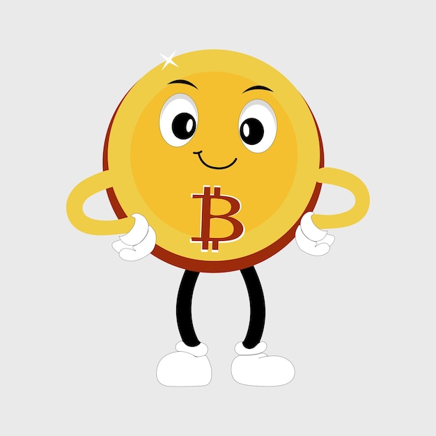 Diseño de personajes de Bitcoin Mascota gestos de lindo bitcoin