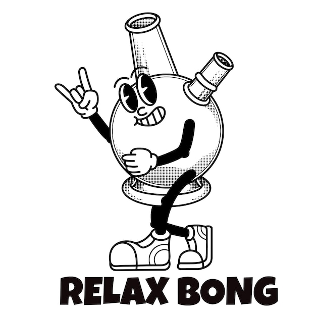 Diseño de personajes de bong con el eslogan Relax bong