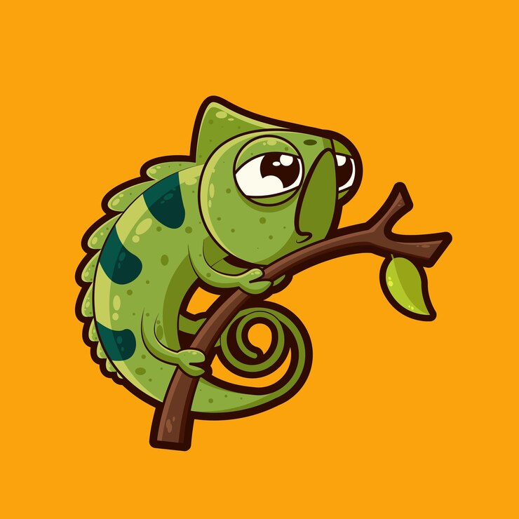 Diseño de personajes de camaleón verde.